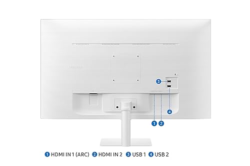 SAMSUNG 32" M50C Series FHD Smart Monitor w/Streaming-TV, 4ms, 60Hz, HDMI, HDR10, Watch Netflix, YouTube and More, IoT Hub, Mobile Connectivity, LS32CM501ENXZA, White White 32-inch M50C (2023 Refresh) IOT Hub, GameHome + Health Monitoring