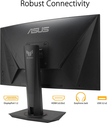 ASUS 27” 1080P TUF Gaming Curved HDR Monitor (VG27VQM) - Full HD, 240Hz, 1ms, Extreme Low Motion Blur, Adaptive-Sync, Freesync™ Premium, Speakers, Eye Care, HDMI, DisplayPort, USB, Height Adjustable
