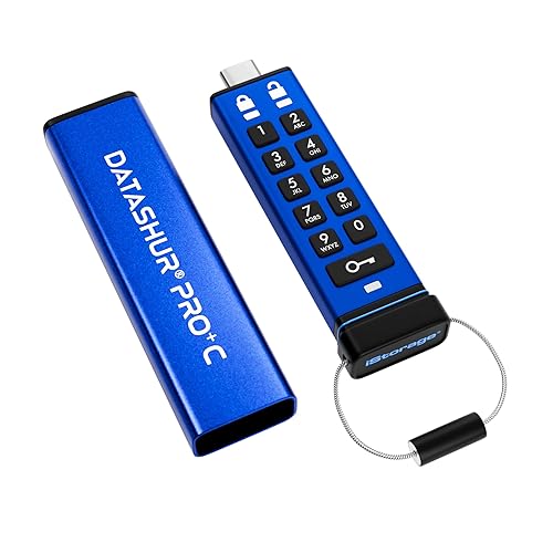 iStorage datAshur Pro+C 128GB - Secure USB Type-C Flash Drive - FIPS 140-3 Level 3 Certified - PIN Code Protected - Type C-A Adapter Included