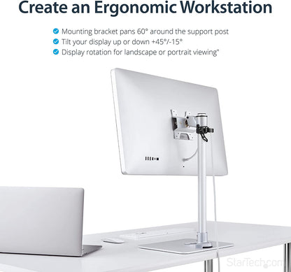 StarTech.com Single Monitor Stand - Adjustable - Supports Monitors 12'' to 34'' - Premium - Single Screen VESA Monitor Mount Stand - Silver (ARMPIVSTND)