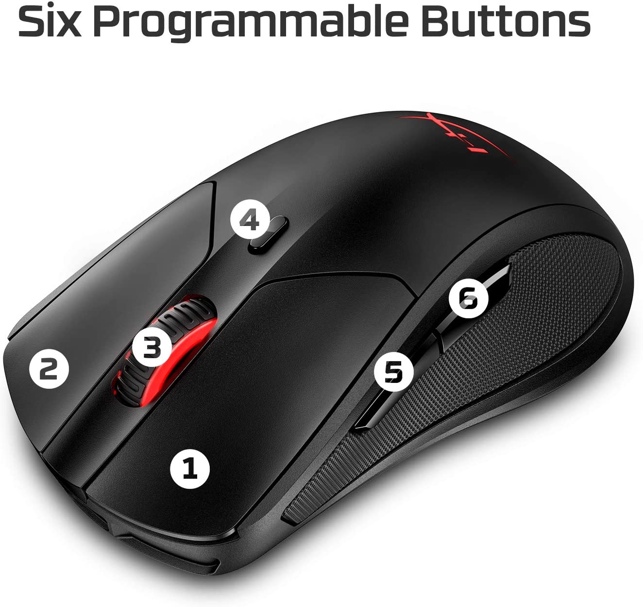 HyperX Pulsefire Dart - Wireless RGB Gaming Mouse, Software-Controlled Customization, 6 Programmable Buttons, Qi-Charging Battery up to 50 hours - PC, PS4, Xbox One Compatible Black Wireless Pulsefire Dart Mouse