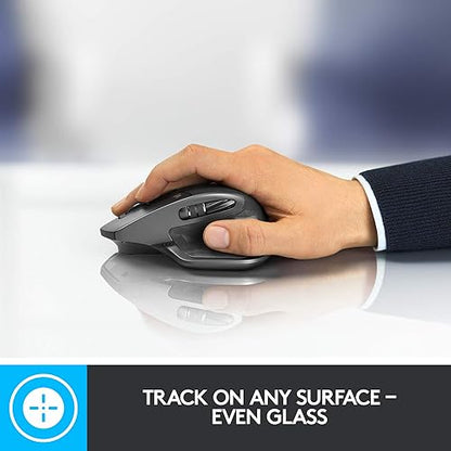 Logitech MX Master 2S Bluetooth Edition Wireless Mouse, Multi-Surface, Hyper-Fast Scrolling, Ergonomic, Rechargeable, Connects Up to 3 Mac/PC Computers - Graphite 2022 Model