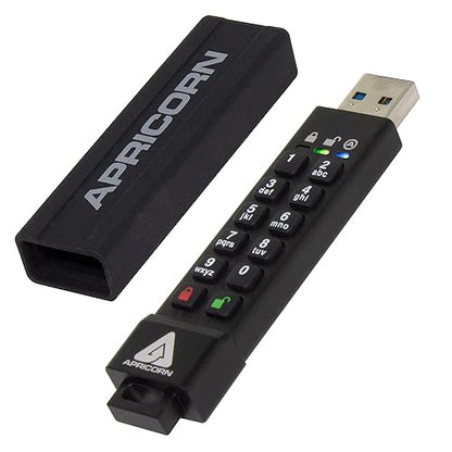 Apricorn 64GB Aegis Secure Key 3Z 256-bit AES XTS Hardware Encrypted FIPS 140-2 Level 3 Validated Secure USB 3.0 Flash Drive (ASK3Z-64GB),Black