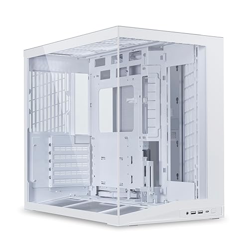LIAN LI O11D MINI V2 | Compact ATX Mid-Tower Airflow Computer Case | Panoramic View | Fully Ventilated Airflow | Adjustable I/O | Pillar-Less | Cable Management | White (O11DMIV2W) White W/o Fans