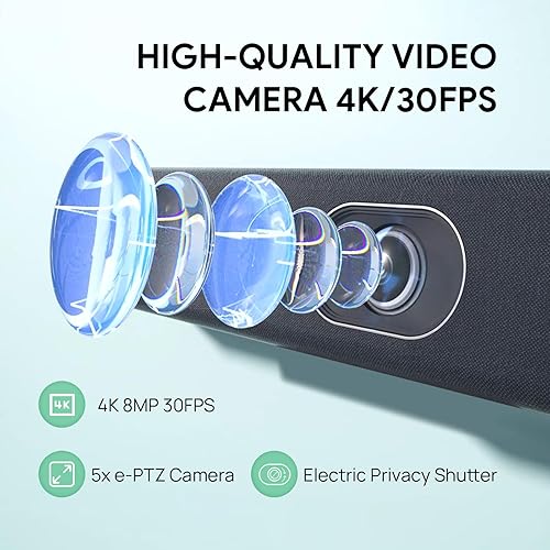 Yealink UVC40 E2 USB Conference Room Camera System Ultra-HD 4K Video Conference Camera 120° Wide-Angle Lens Built-in 8 Microphone Arrays Auto Framing Speaker Tracking and Smart Area Exposure Webcam Black 2.UVC40 E2