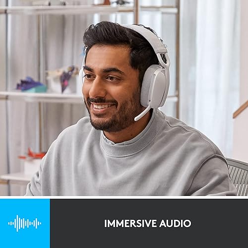 Logitech Zone Vibe 100 Lightweight Wireless Over Ear Headphones with Noise Canceling Microphone, Advanced Multipoint Bluetooth Headset, Works with Teams, Google Meet, Zoom, Mac/PC - Off White Bluetooth Off-White