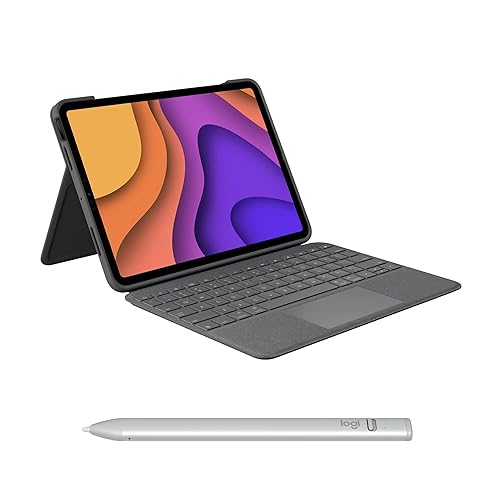 Logitech Folio Touch iPad Air (4th & 5th gen - 2020, 2022) Keyboard Case and Logitech Crayon (USB-C) Digital Pencil (2018 releases and later) - Graphite, USA Layout Folio Touch Tablet Keyboard + Crayon USB-C Graphite