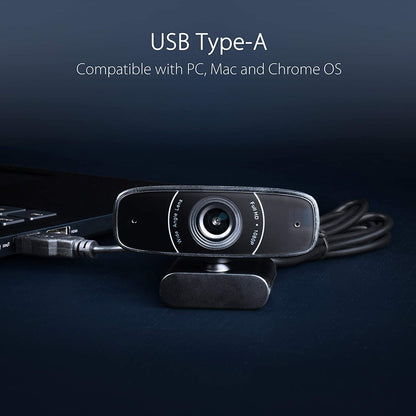 ASUS Webcam C3 1080p HD USB Camera - Beamforming Microphone, Tilt-Adjustable, 360 Degree Rotation, Wide Field of View, Compatible with Skype, Microsoft Teams and Zoom