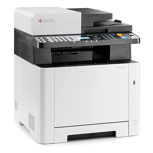 Kyocera ECOSYS MA2100cwfx, 22ppm Copy/Scan/Print/Fax Color Laser MFP. Standard 1200dpi, ADF, 5 Line LCD & Hard Key Control Panel, Duplex, Wireless & Wi-Fi Direct, USB, Gigabit Ethernet, 512MB Memory