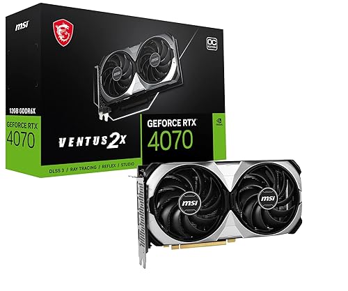 MSI Gaming GeForce RTX 4070 12GB GDRR6X 192-Bit HDMI/DP Nvlink TORX Fan 4.0 Ada Lovelace Architecture Graphics Card (RTX 4070 Ventus 2X 12G OC)