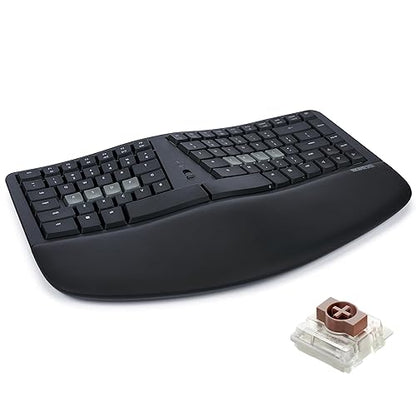 KINESIS mWave Ergonomic Keyboard for PC (Black) | Mechanical Switches | Bluetooth & USB | Programmable | Backlit | Windows Modifier & Hot Keys Windows (Black)