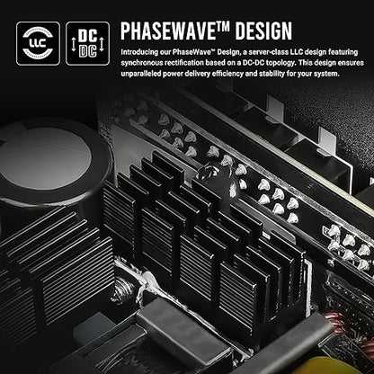 ANTEC NE1000G M White ATX3.0, 1000W Full Modular PSU, 80 Plus Gold, PCIE 5.0 Support, PhaseWave Design, Japanese Caps, Zero RPM Manager, Silent 120mm Fan, 10-Year Warranty