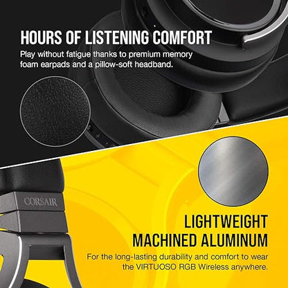 Corsair Virtuoso RGB Wireless High-Fidelity Gaming Headset, Carbon(Na Version), Black Black Premium Headset