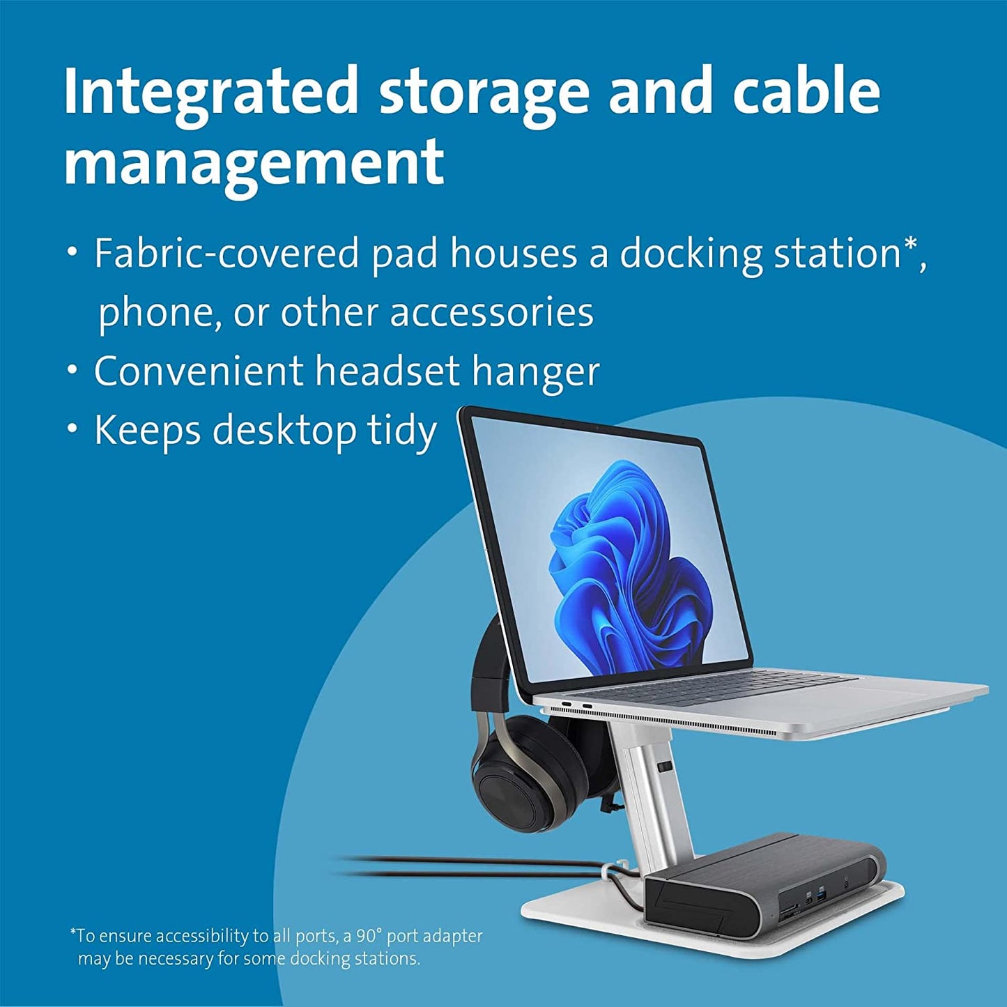 Kensington SmartView Aluminum Organizing Laptop Riser, Ergonomic Laptop Stand for Desk (K50825WW)