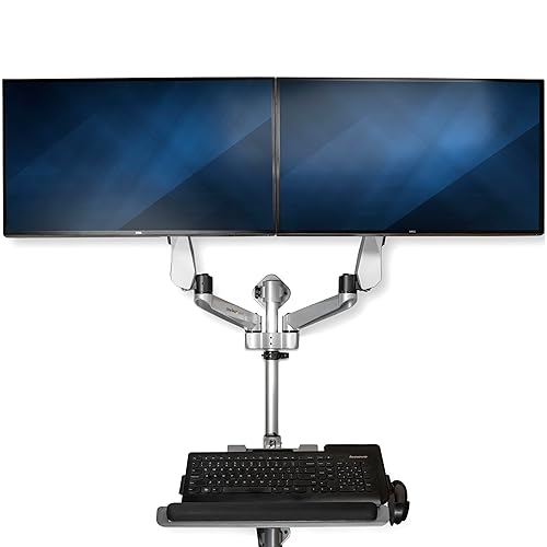 StarTech.com Wall Mounted Computer Workstation - Premium - Dual Monitor - 13” to 30” - Articulating - Sit Stand Workstation - Silver (WALLSTSI2)