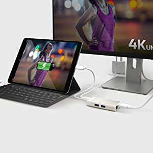 J5 create USB Type-C Multi-Adapter by j5create | Multi-Port with 4K HDMI Output 2 USB 3.0, Type C Connector | Compatible with Type C Windows Laptops, MacBook, Chromebook (Silver) JCA374-FBA