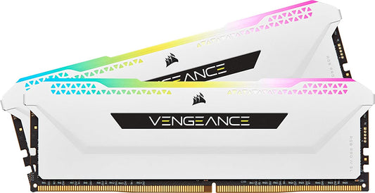 Corsair Vengeance RGB Pro SL 32GB (2x16GB) DDR4 3600 (PC4-28800) C18 1.35V Desktop Memory - White (CMH32GX4M2D3600C18W) White 32GB (2x16GB) 3600MHz RGB Pro SL