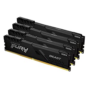 Kingston FURY Beast 64GB (4x16GB) 2666MHz DDR4 CL16 Desktop Memory Kit of 4 KF426C16BBK4/64,Black Black 64GB (4x16GB) 2666MHz Ram Only