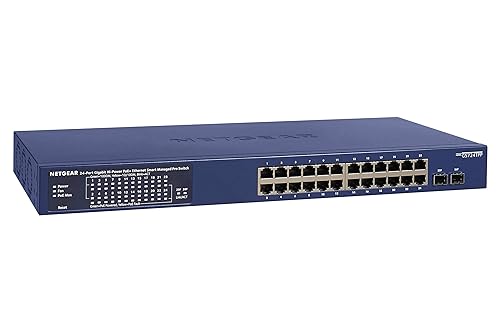 NETGEAR 26-Port Managed PoE Gigabit Switch (GS724TPP) - Ethernet Smart Switch, Optional Insight Cloud Management, 24 x PoE+ @ 380W, 2 x 1G SFP, Desktop or Rackmount, and Limited Lifetime Protection 24 port | 24xPoE+ 380W | 2xSFP