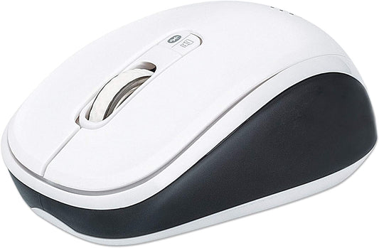 Manhattan Ergonomic Wireless &amp; Bluetooth Mouse - with 800 / 1200 / 1600 dpi, 3 Buttons with Scroll Wheel, Auto Power Management - for Mac, Laptops, Computers – 3 Yr Mfg Warranty- Black &amp; White, 179645