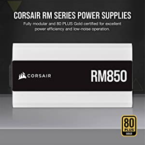 CORSAIR RM Series (2021), White, RM850, 850 Watt, 80 Plus Gold Certified, Fully Modular Power Supply RM 850 Watt White