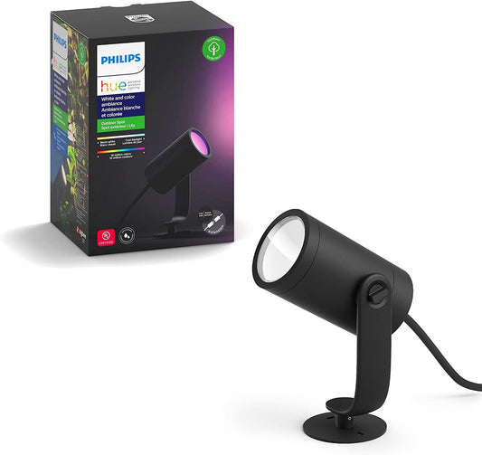 Philips Hue Lily White &amp; Color Outdoor Smart Spot Light Extension (Hue Hub &amp; Power Source Required), 1 Hue White &amp; Color Smart Spot Light + Mount kit, Works with Alexa, HomeKit &amp; Google Assistant