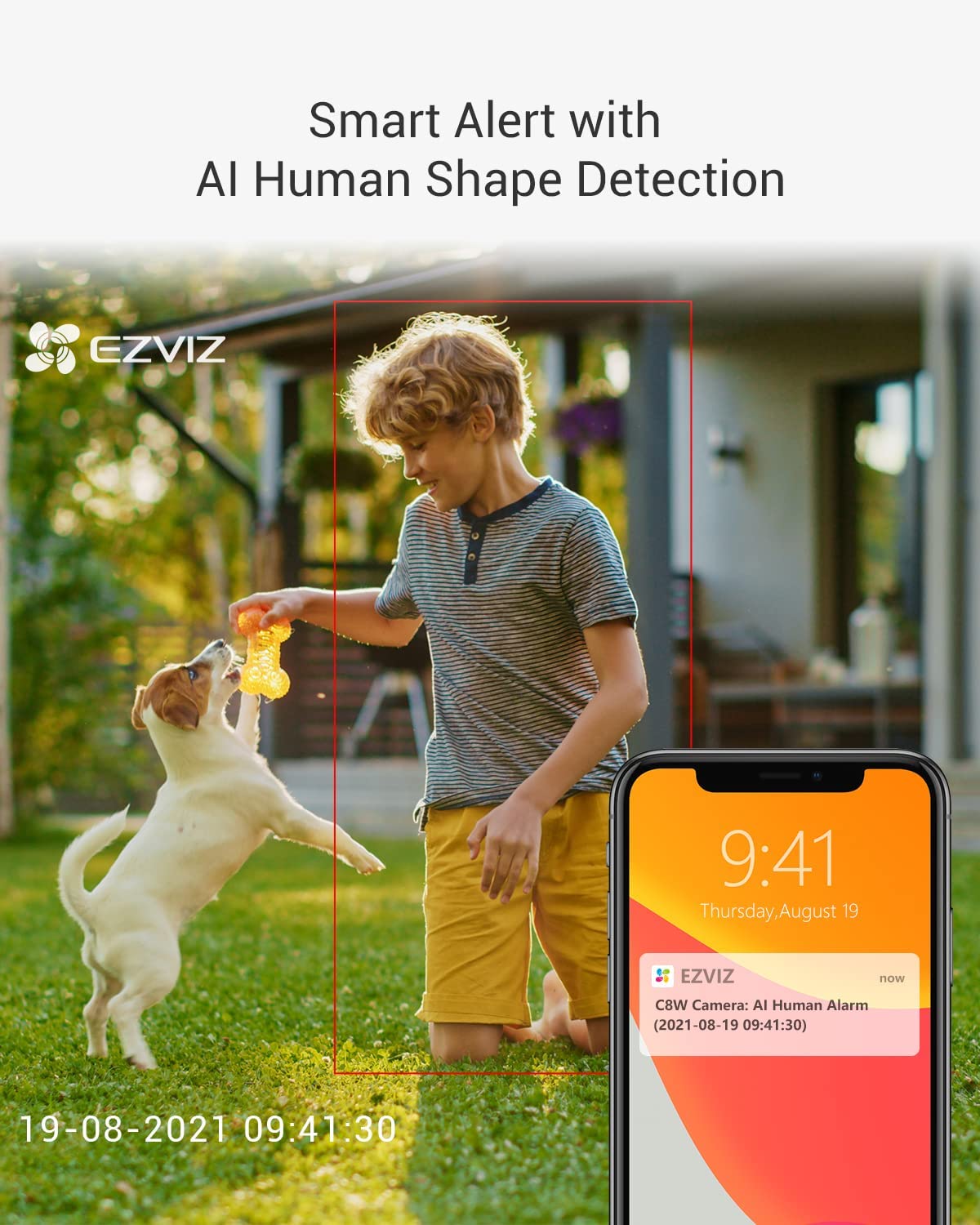 EZVIZ Security Camera Outdoor, 4MP WiFi Camera Pan/Tilt, 360° Visual Coverage, IP65 Waterproof, Color Night Vision, AI-Powered Person Detection, Two-Way Talk, Support MicroSD Card up to 256GB | C8W C8W-4MP Color Night Vision