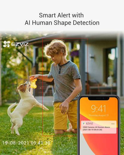 EZVIZ Security Camera Outdoor, 4MP WiFi Camera Pan/Tilt, 360° Visual Coverage, IP65 Waterproof, Color Night Vision, AI-Powered Person Detection, Two-Way Talk, Support MicroSD Card up to 256GB | C8W C8W-4MP Color Night Vision