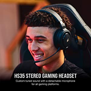 Corsair HS35 - Stereo Gaming Headset - Memory Foam Earcups - Works with PC, Mac, Xbox Series X/ S, Xbox One, PS5, PS4, Nintendo Switch, iOS and Android - Carbon (CA-9011195-NA)