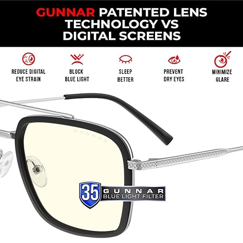 Gunnar Men's Stark Blue Light Blocking Glasses One Size Silver