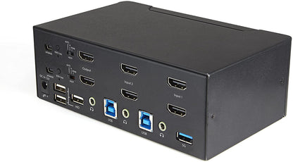 StarTech.com 2 Port Dual Monitor HDMI KVM Switch - 4K 60Hz Ultra HD HDR - Desktop 4K HDMI 2.0 KVM Switch with 2 Port USB 3.0 Hub (5Gbps) &amp; 4x USB 2.0 HID, Audio - Hotkey Switching - TAA (SV231DHU34K6)