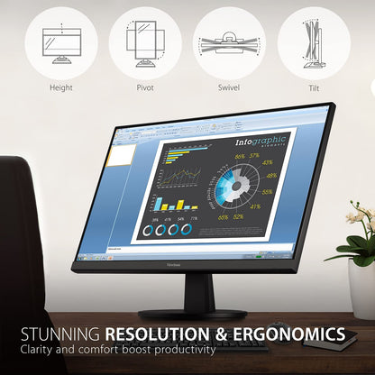 ViewSonic VA2747-MHJ 27 Inch Full HD 1080p Monitor with Advanced Ergonomics, Ultra-Thin Bezel, Adaptive Sync, 75 Hz, Eye Care, HDMI, VGA Inputs for Home and Office 27-Inch Ergonomic