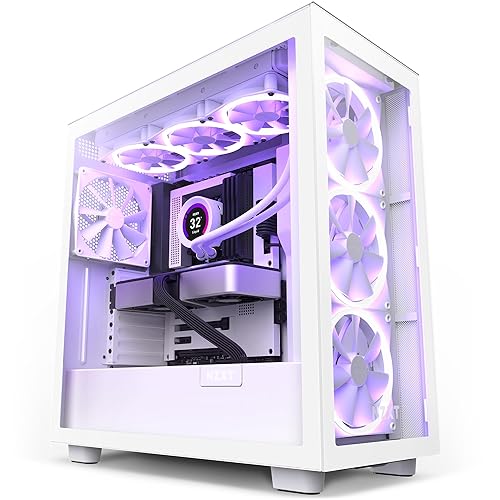 NZXT H7 Elite - CM-H71EW-01 - ATX Mid Tower PC Gaming Case - Front I/O USB Type-C Port - Quick-Release Tempered Glass Side Panel - White