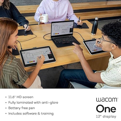 Wacom One 12 Drawing Tablet with Screen (2023), Full-Laminated 11.6” HD Screen Graphics Monitor, Works with Mac, PC & Chromebook for Drawing, Photo/Video Editing, Design, & Education
