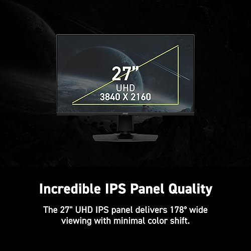 MSI MAG 275UPD E14 27-inch 3840 x 2160 (UHD) Gaming Monitor, 288Hz, Adaptive-Synch, HDMI, DisplayPort, VESA Mountable, Tilt, Height Adjustable, Speaker, 1ms, Black