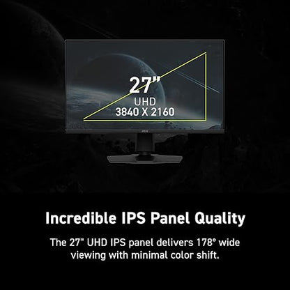 MSI MAG 275UPD E14 27-inch 3840 x 2160 (UHD) Gaming Monitor, 288Hz, Adaptive-Synch, HDMI, DisplayPort, VESA Mountable, Tilt, Height Adjustable, Speaker, 1ms, Black