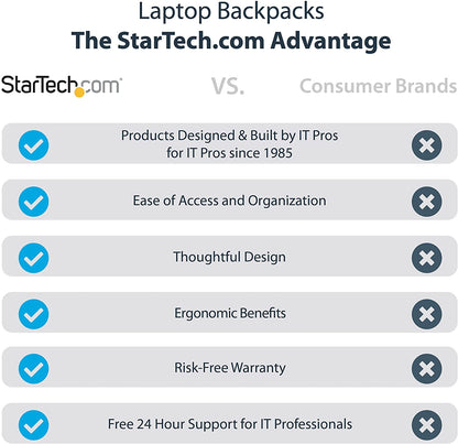 StarTech.com 17.3" Laptop Backpack with Removable Accessory Case - Professional IT Tech Backpack for Work/Travel/Commute - Durable Ergonomic Computer Bag - Nylon - Notebook/Tablet Pockets (NTBKBAG173)