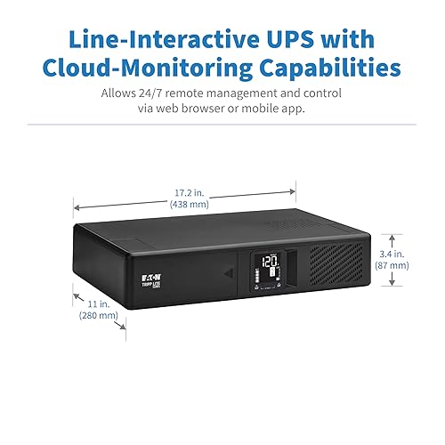 Tripp Lite Eaton Series SMART1000LCDNC Cloud-Connected 1000VA Rack Mount UPS Battery Backup, Online Remote Management & Monitoring, 750W 120V, 8 Outlets, 2U Rackmount, 3-Year Warranty