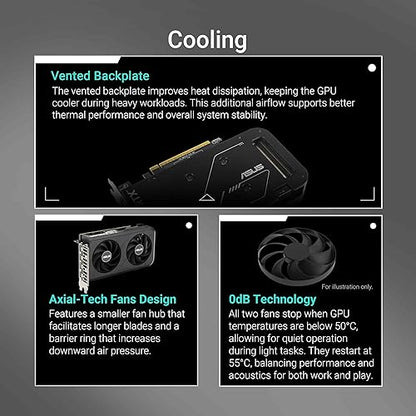 ASUS Dual GeForce RTX™ 5050 8GB GDDR6 OC Edition (PCIe 5.0, 8GB GDDR6, DLSS 4, HDMI 2.1b, DisplayPort 2.1b, 2-Slot, Axial-tech Fan Design, 0dB Technology, Dual BIOS and More)