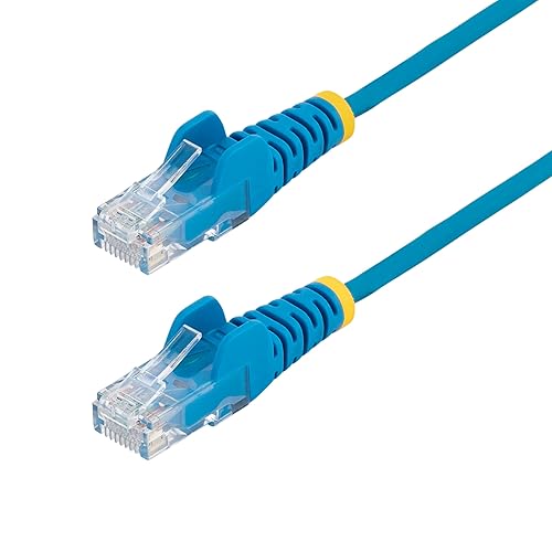 StarTech.com 4ft Blue Slim CAT6 Ethernet Cable, Snagless RJ45, LSZH, 28AWG Pure Bare Copper, Slim Network Patch Cable/Cord
