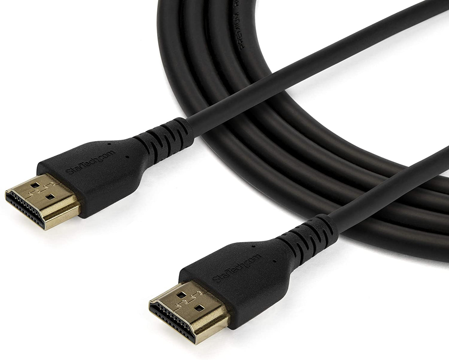 StarTech.com 6ft (2m) Premium Certified HDMI 2.0 Cable with Ethernet - Durable High Speed UHD 4K 60Hz HDR - Rugged M/M HDMI Cord with Aramid Fiber - TPE - Ultra HD Monitors, TVs &amp; Displays (RHDMM2MP) Black 6 ft/2m