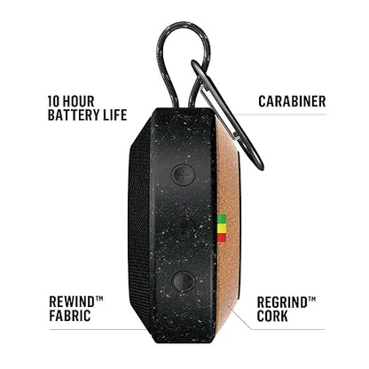 House of Marley, No Bounds Outdoor Speaker 10-Hour Battery, Water & Dust-Proof, IP67, Buoyant, Carabiner, Quick Charge, Charging Cable, Aux-in, Wireless Dual Speaker Pairing, Speaker Phone Black Signature black