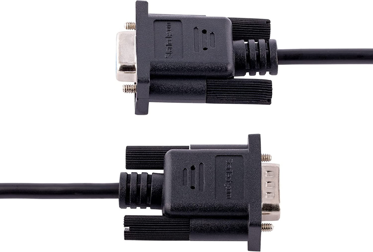 StarTech.com 3m RS232 Serial Null Modem Cable, Crossover Serial Cable w/Al-Mylar Shielding, DB9 Serial COM Port Cable Female to Male, Compatible w/DTE Devices, Black, F/M (9FMNM-3M-RS232-CABLE)