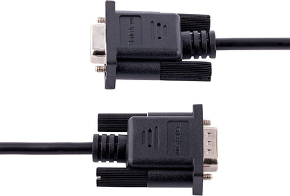 StarTech.com 3m RS232 Serial Null Modem Cable, Crossover Serial Cable w/Al-Mylar Shielding, DB9 Serial COM Port Cable Female to Male, Compatible w/DTE Devices, Black, F/M (9FMNM-3M-RS232-CABLE)