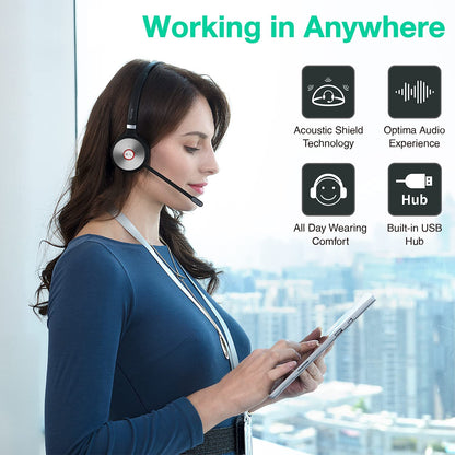Yealink WHC60 Wireless Charger &amp; WH66 &amp; BLT60 Busylight for Yealink Wireless Headset Bluetooth with Microphone DECT Headset for Computer Laptop PC Headset for Office VoIP Phone IP Teams Certified