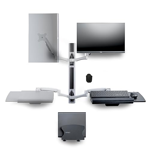 StarTech.com Wall Mount Workstation, VESA Mount for 32 Monitor (22lb/10kg), Fully Articulating Monitor Mount & Keyboard Tray