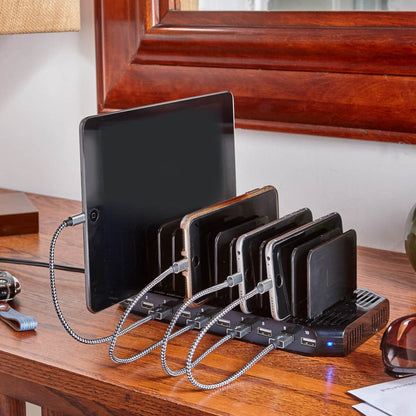TRIPP LITE 10-Port USB Charging Station Dock with Storage Slots for Tablet iPhone iPad &amp; Laptops (U280-010-ST),Black