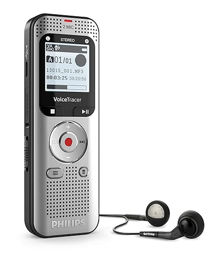 Philips VoiceTracer DVT2015 8GB Voice Recorder with Sembly Cloud Speech-to-Text Software - 8GB, Stereo Microphones, MicroSD card slot, Automatic Speech-to-Text, Easy recording file sharing