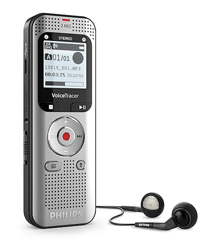 Philips VoiceTracer DVT2015 8GB Voice Recorder with Sembly Cloud Speech-to-Text Software - 8GB, Stereo Microphones, MicroSD card slot, Automatic Speech-to-Text, Easy recording file sharing