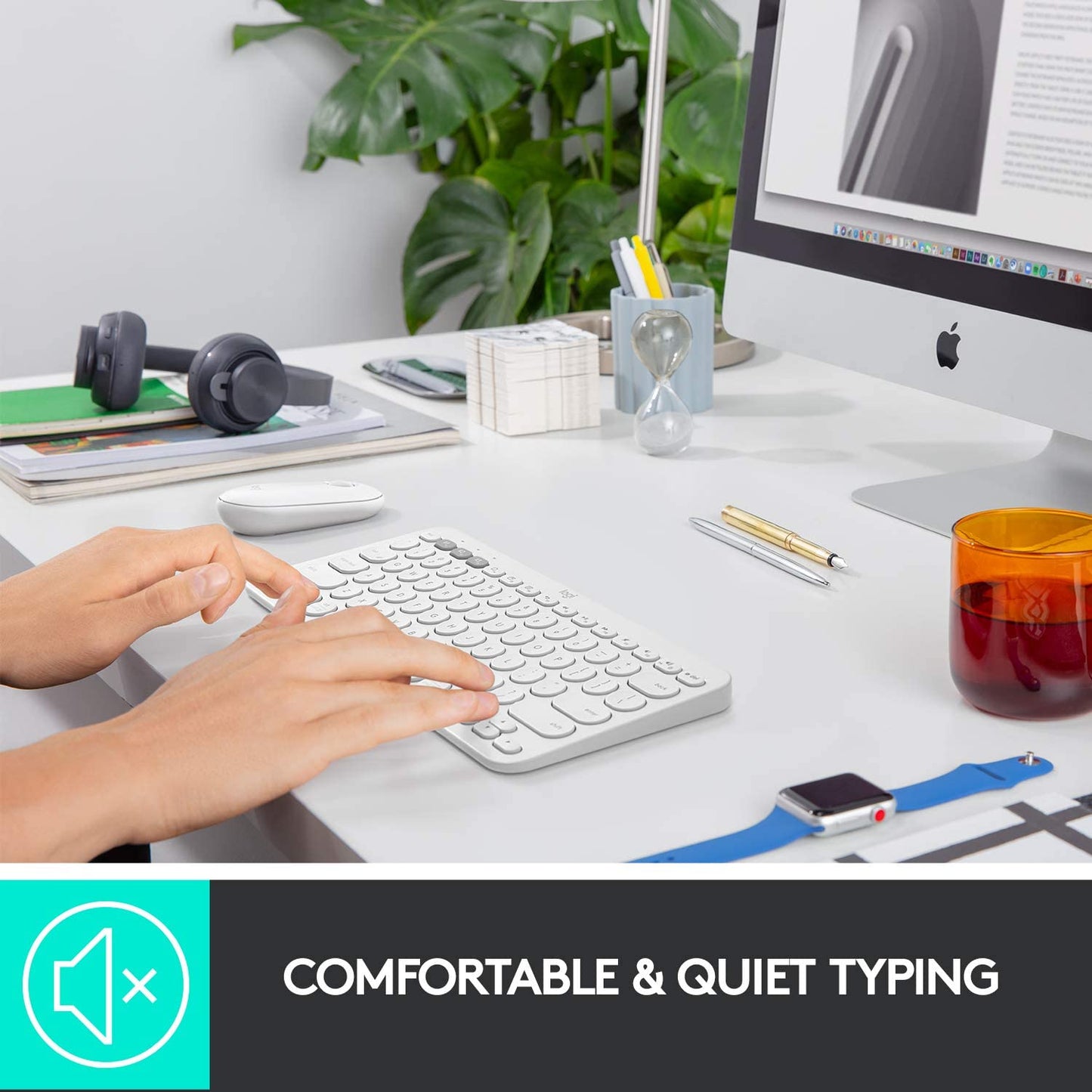 Logitech K380 Wireless Multi-Device Keyboard for Windows, Apple iOS, Apple TV android or Chrome, Bluetooth, Compact Space-Saving Design, PC/Mac/Laptop/Smartphone/Tablet - Off White Off White Keyboard